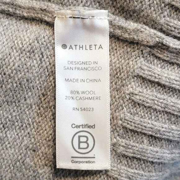 Athleta Wool Cashmere V Neck Long Sleeve Tunic Gray Sweater Cozy Minimalist M - Picture 14 of 16